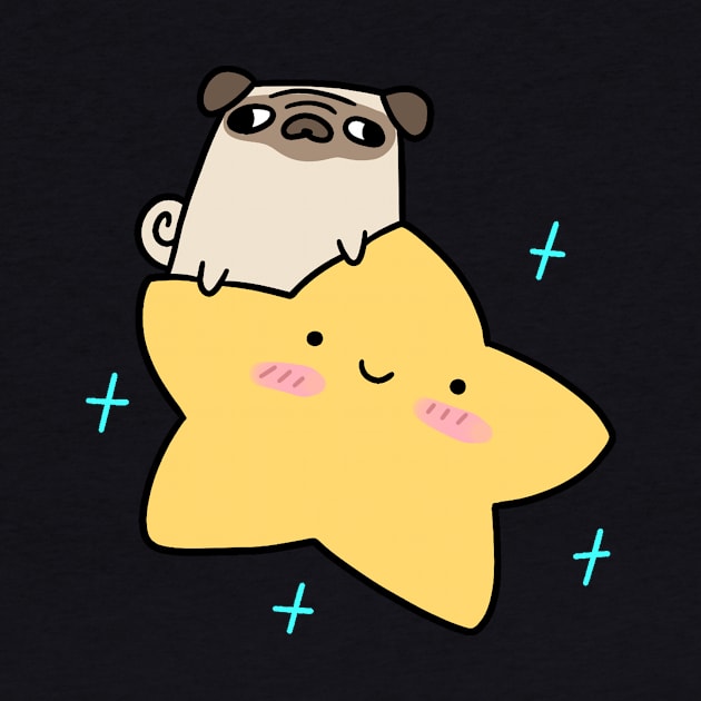 Pug Riding a Star by saradaboru